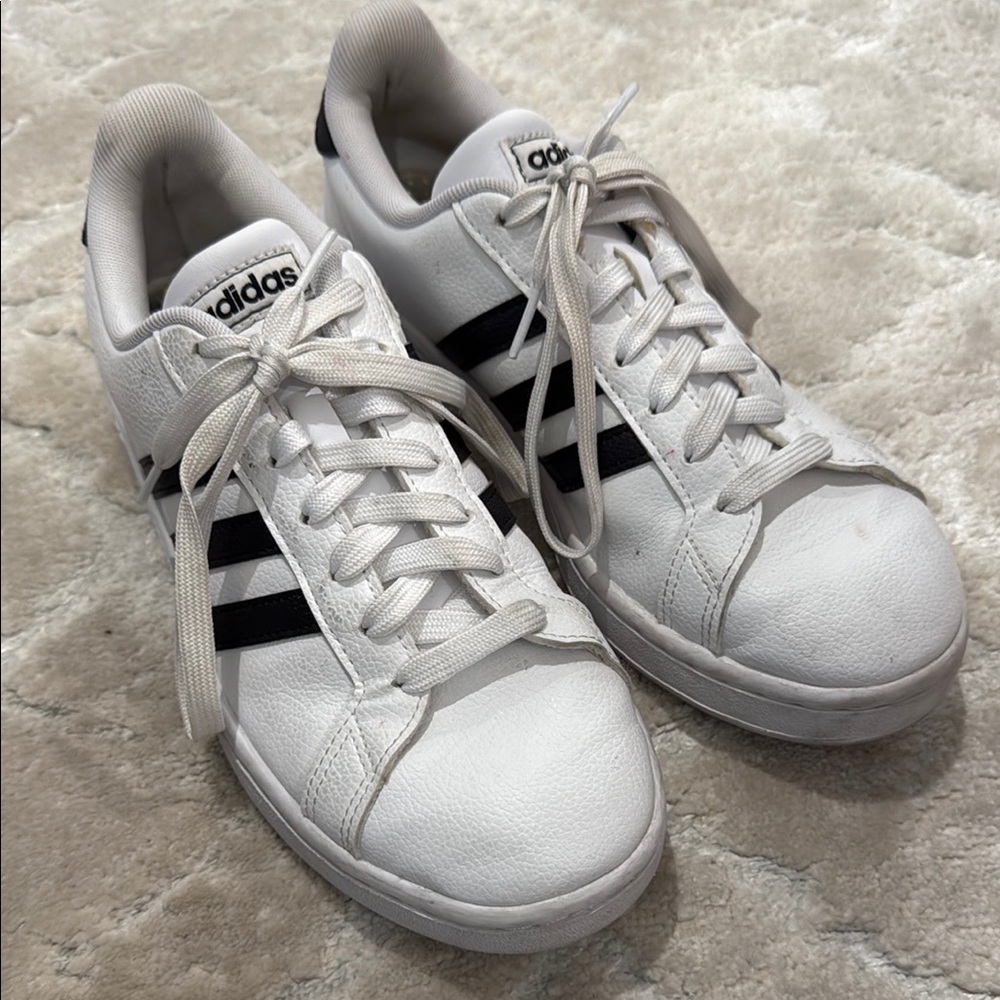 Adidas Women’s White and Black Grand Court Sneakers